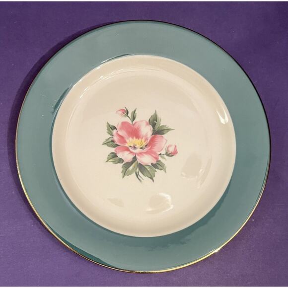 (4) Homer Laughlin Empire Green 7 1/4” Salad/Dessert Plate Semi-Vitreous Century - Picture 2 of 4